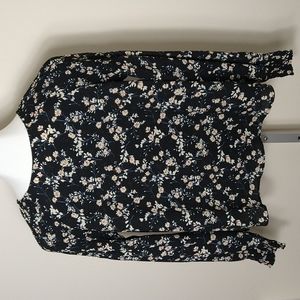 A.N.A. A New Approach Black Floral Blouse S NWT